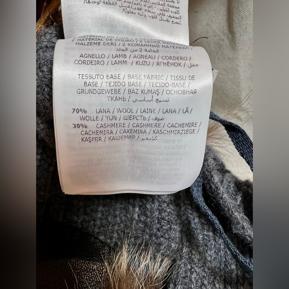 Moncler Wool, Cashmere, Marmot Fur Gloves Made in Italy Blue Grey NWT - Picture 7 of 14